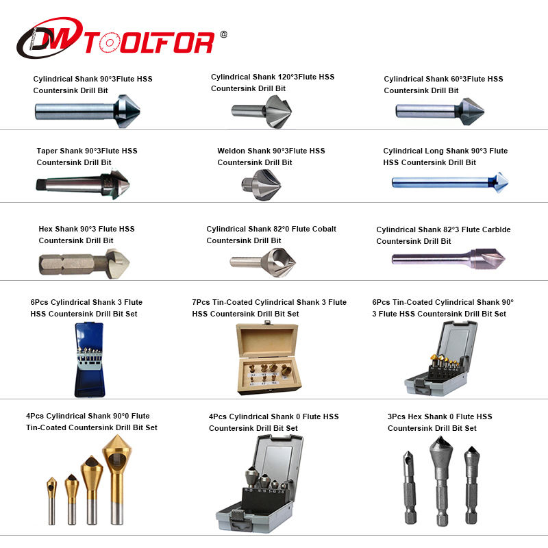 Высокое качество DIN335C 90 градусов 3 флейты Hss зенковка дрель зенковка дерево сверло набор